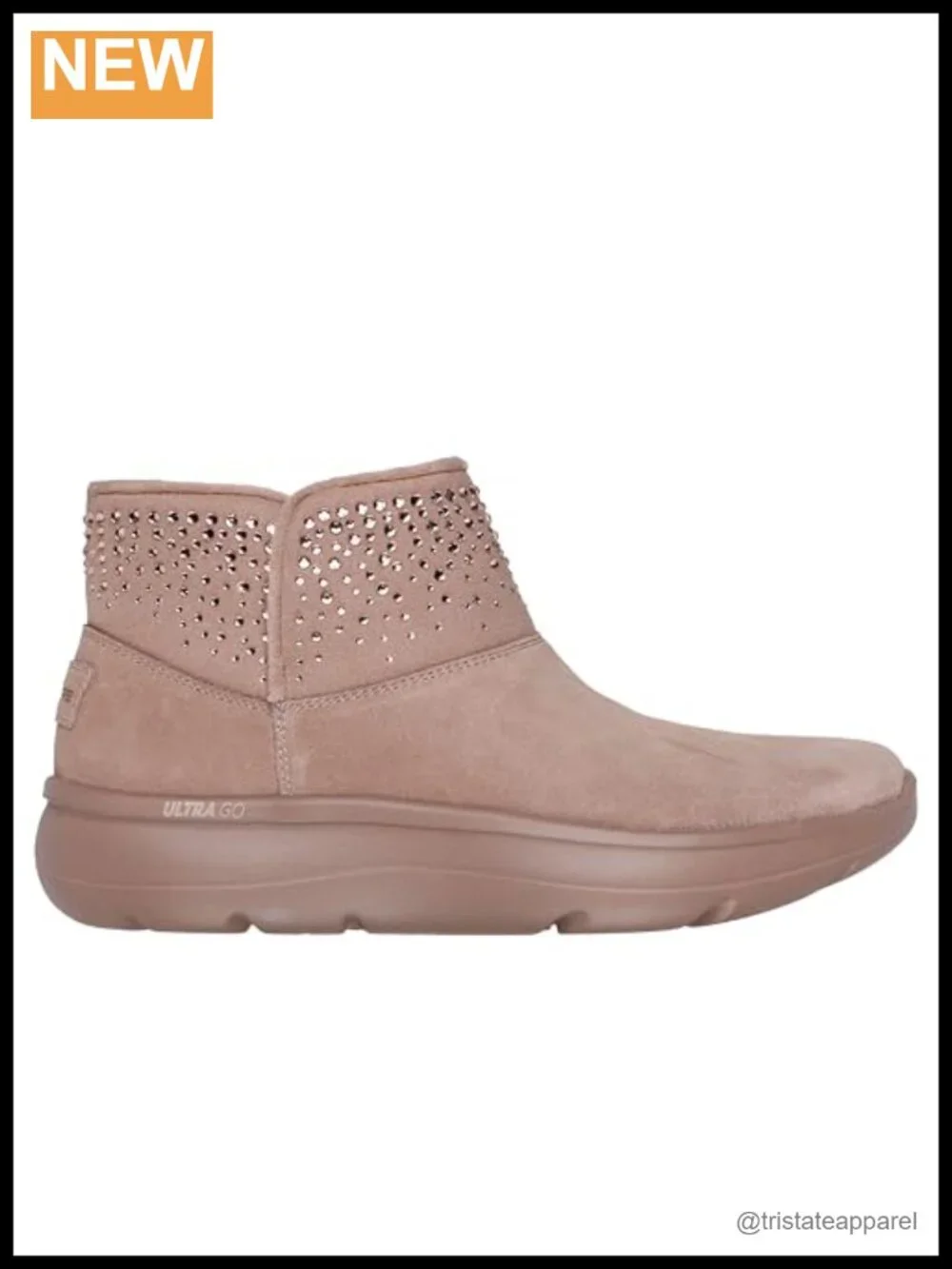 Suede Ankle Boots Rhinestone Detail Winter Booties